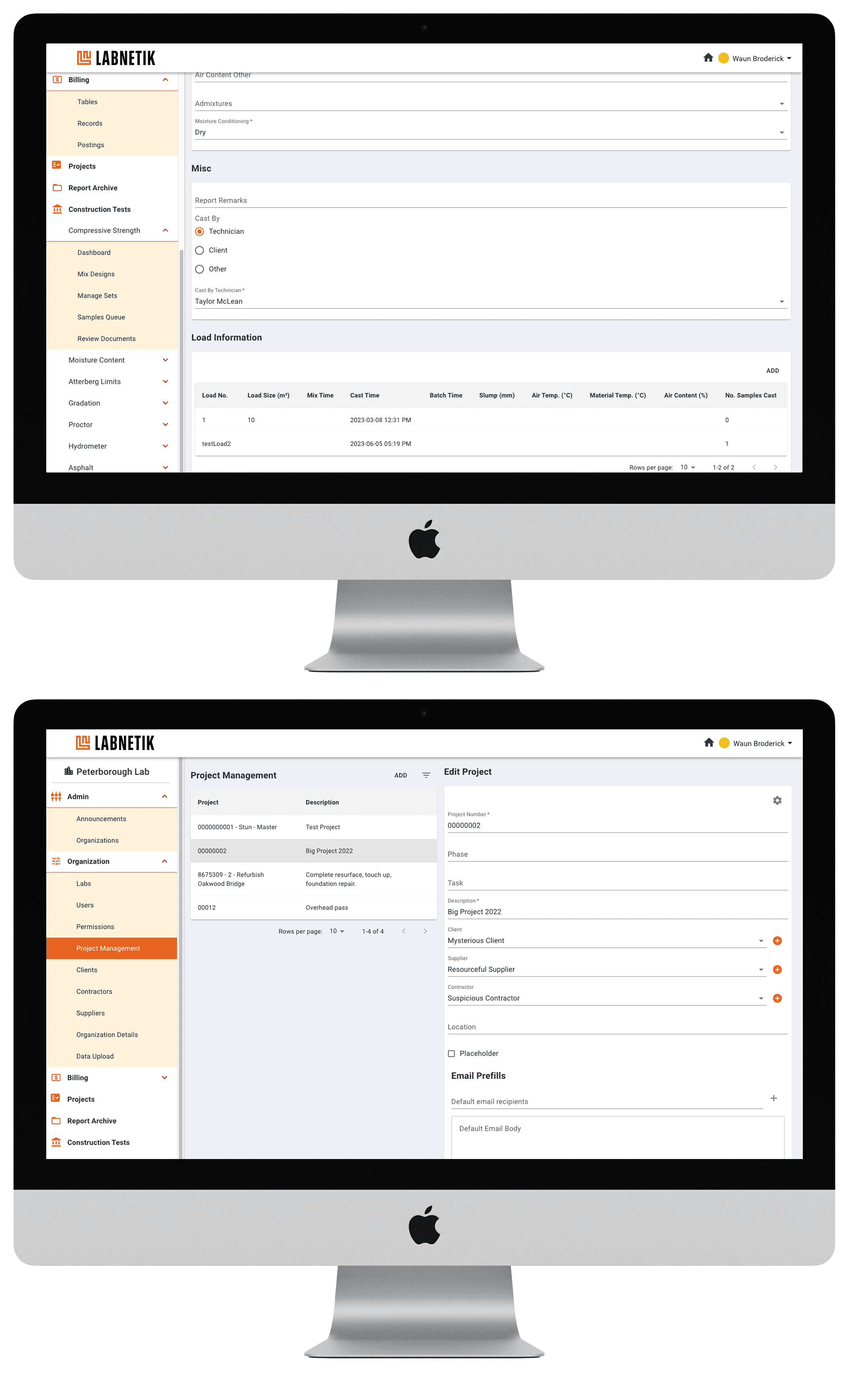 Images of different Labnetik Screens